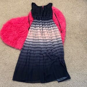 Maison Jules Navy and Gray Maxi Dress